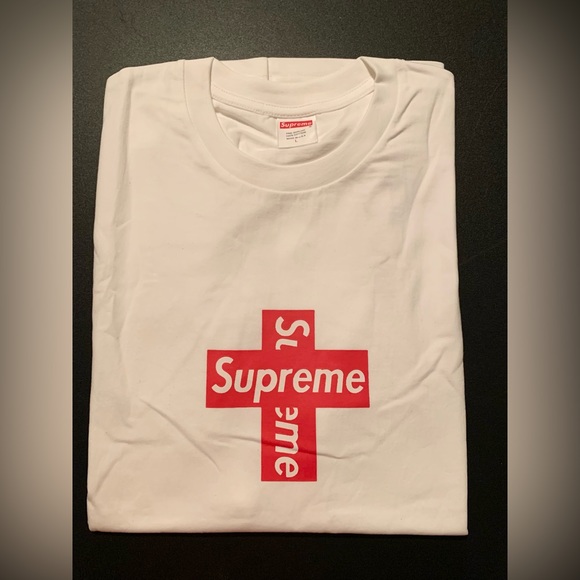 Supreme Cross Box Logo Tee FW20 White Size LARGE- NEW - Picture 2 of 5